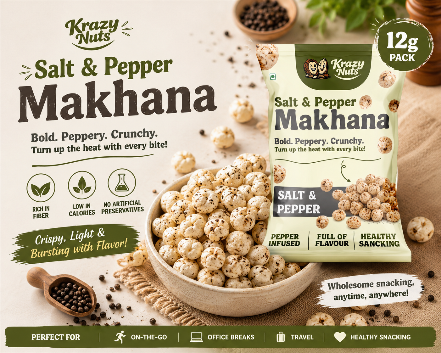 Krazy Nuts Salt & Pepper Roasted Makhana